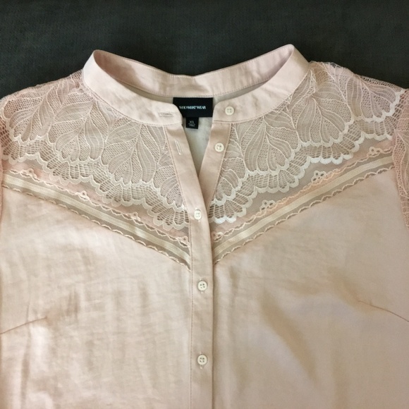 Who What Wear Fitted Pink Lace Sleeve Blouse XL - Picture 4 of 6